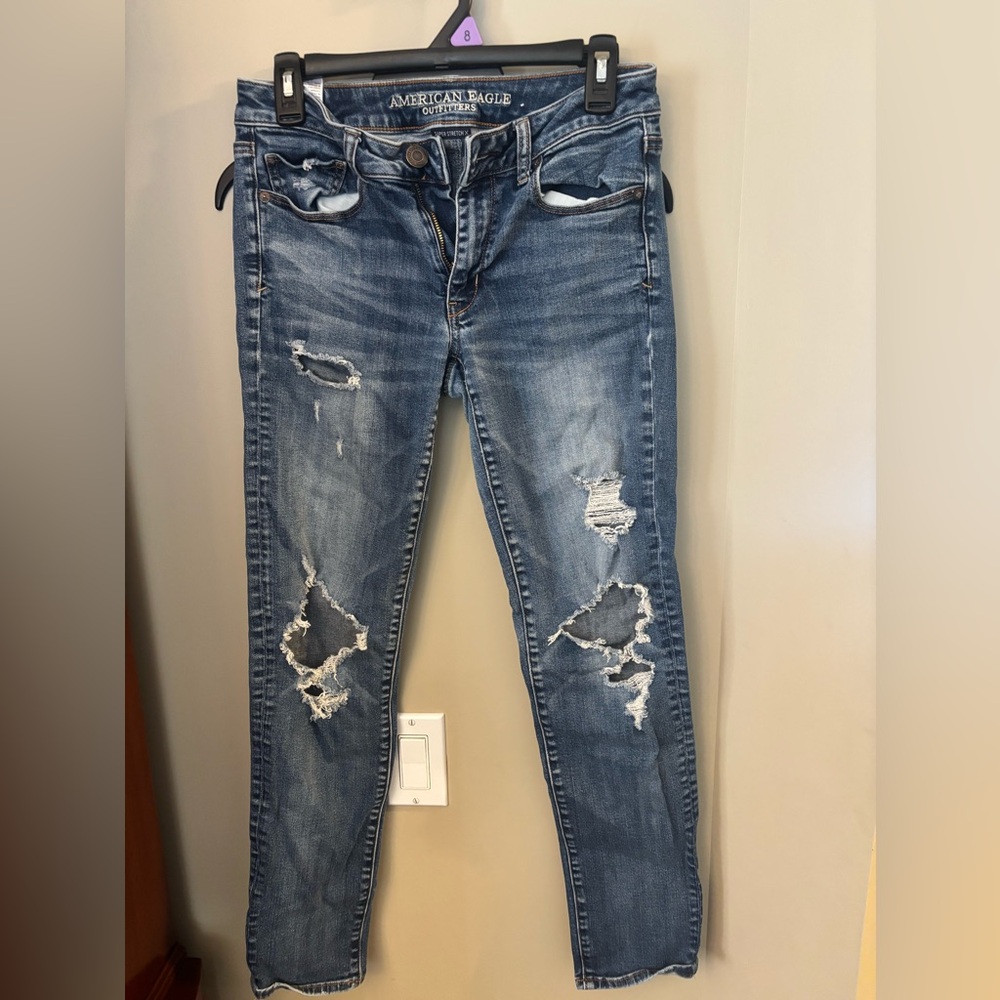 American Eagle Outfitters Blue Distressed Jeans